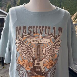 Nashville Country Music Graphic Tee - Light Blue